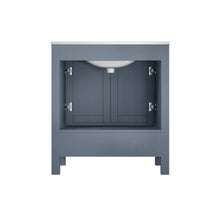 Load image into Gallery viewer, Lexora Jacques LJ342230SBDS000 30&quot; Single Bathroom Vanity in Dark Grey with White Carrara Marble, White Rectangle Sink, Back View