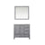 Lexora Jacques LJ342236SDDS000-L 36" Single Bathroom Vanity in Distressed Grey with White Carrara Marble, White Rectangle Sink on Left, with Mirror