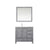 Lexora Jacques LJ342236SDDS000-L 36" Single Bathroom Vanity in Distressed Grey with White Carrara Marble, White Rectangle Sink on Left, with Mirror and Faucet