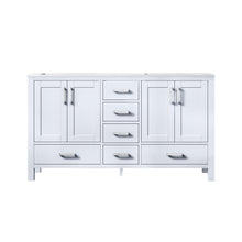 Load image into Gallery viewer, Lexora Jacques LJ342260DADS000 60&quot; Double Bathroom Vanity in White with White Carrara Marble, White Rectangle Sinks, Front View