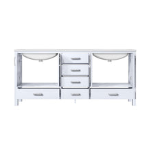 Load image into Gallery viewer, Lexora Jacques LJ342272DADS000 72&quot; Double Bathroom Vanity in White with White Carrara Marble, White Rectangle Sinks, Open Doors