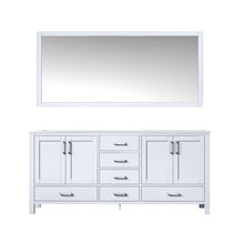 Load image into Gallery viewer, Lexora Jacques LJ342272DADS000 72&quot; Double Bathroom Vanity in White with White Carrara Marble, White Rectangle Sinks, with Mirror