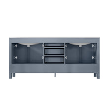 Load image into Gallery viewer, Lexora Jacques LJ342272DBDS000 72&quot; Double Bathroom Vanity in Dark Grey with White Carrara Marble, White Rectangle Sinks, Back View