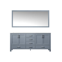 Load image into Gallery viewer, Lexora Jacques LJ342272DBDS000 72&quot; Double Bathroom Vanity in Dark Grey with White Carrara Marble, White Rectangle Sinks, with Mirror