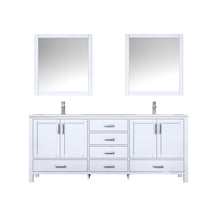 Load image into Gallery viewer, Lexora Jacques LJ342280DADS000 80&quot; Double Bathroom Vanity in White with White Carrara Marble, White Rectangle Sinks, with Mirrors and Faucets