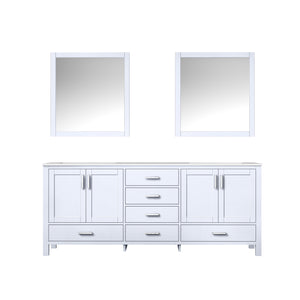 Lexora Jacques LJ342280DADS000 80" Double Bathroom Vanity in White with White Carrara Marble, White Rectangle Sinks, with Mirrors
