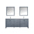Lexora Jacques LJ342280DBDS000 80" Double Bathroom Vanity in Dark Grey with White Carrara Marble, White Rectangle Sinks, with Mirrors and Faucets