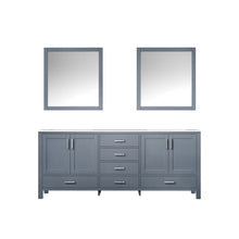 Load image into Gallery viewer, Lexora Jacques LJ342280DBDS000 80&quot; Double Bathroom Vanity in Dark Grey with White Carrara Marble, White Rectangle Sinks, with Mirrors