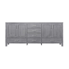 Load image into Gallery viewer, Lexora Jacques LJ342280DDDS000 80&quot; Double Bathroom Vanity in Distressed Grey with White Carrara Marble, White Rectangle Sinks, Front View