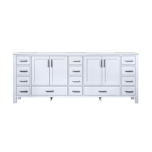 Load image into Gallery viewer, Lexora Jacques LJ342284DADS000 84&quot; Double Bathroom Vanity in White with White Carrara Marble, White Rectangle Sinks, Front View
