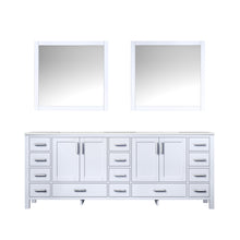 Load image into Gallery viewer, Lexora Jacques LJ342284DADS000 84&quot; Double Bathroom Vanity in White with White Carrara Marble, White Rectangle Sinks, with Mirrors