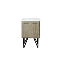 Load image into Gallery viewer, Lexora Lancy LLC24SKSOS000 24&quot; Single Bathroom Vanity in Rustic Acacia with White Quartz, White Rectangle Sink, Front View