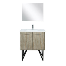 Load image into Gallery viewer, Lexora Lancy LLC30SKSOS000 30&quot; Single Bathroom Vanity in Rustic Acacia with White Quartz, White Rectangle Sink, with Faucet and Mirror