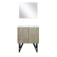 Load image into Gallery viewer, Lexora Lancy LLC30SKSOS000 30&quot; Single Bathroom Vanity in Rustic Acacia with White Quartz, White Rectangle Sink, with Mirror