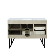 Load image into Gallery viewer, Lexora Lancy LLC48SKSOS000 48&quot; Single Bathroom Vanity in Rustic Acacia with White Quartz, White Rectangle Sink, Back View