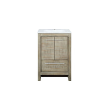 Load image into Gallery viewer, Lexora Lafarre LLF24SKSOS000 24&quot; Single Bathroom Vanity in Rustic Acacia with White Quartz, White Rectangle Sink, Front View