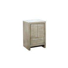 Load image into Gallery viewer, Lexora Lafarre LLF24SKSOS000 24&quot; Single Bathroom Vanity in Rustic Acacia with White Quartz, White Rectangle Sink, Angled View