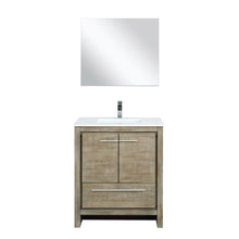 Load image into Gallery viewer, Lexora Lafarre LLF30SKSOS000 30&quot; Single Bathroom Vanity in Rustic Acacia with White Quartz, White Rectangle Sink, with Mirror and Faucet