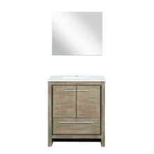 Load image into Gallery viewer, Lexora Lafarre LLF30SKSOS000 30&quot; Single Bathroom Vanity in Rustic Acacia with White Quartz, White Rectangle Sink, with Mirror