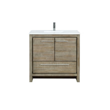 Load image into Gallery viewer, Lexora Lafarre LLF36SKSOS000 36&quot; Single Bathroom Vanity in Rustic Acacia with White Quartz, White Rectangle Sink, with Faucet