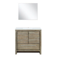 Load image into Gallery viewer, Lexora Lafarre LLF36SKSOS000 36&quot; Single Bathroom Vanity in Rustic Acacia with White Quartz, White Rectangle Sink, with Mirror