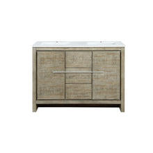 Load image into Gallery viewer, Lexora Lafarre LLF48SKSOS000 48&quot; Double Bathroom Vanity in Rustic Acacia with White Quartz, White Rectangle Sinks, Front View