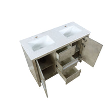 Load image into Gallery viewer, Lexora Lafarre LLF48SKSOS000 48&quot; Double Bathroom Vanity in Rustic Acacia with White Quartz, White Rectangle Sinks, Open Doors and Drawers