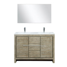 Load image into Gallery viewer, Lexora Lafarre LLF48SKSOS000 48&quot; Double Bathroom Vanity in Rustic Acacia with White Quartz, White Rectangle Sinks, with Mirror and Faucets