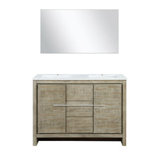 Load image into Gallery viewer, Lexora Lafarre LLF48SKSOS000 48&quot; Double Bathroom Vanity in Rustic Acacia with White Quartz, White Rectangle Sinks, with Mirror