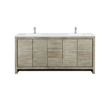 Load image into Gallery viewer, Lexora Lafarre LLF72SKSOS000 72&quot; Double Bathroom Vanity in Rustic Acacia with White Quartz, White Rectangle Sinks, with Faucets