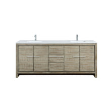 Load image into Gallery viewer, Lexora Lafarre LLF80SKSOS000 80&quot; Double Bathroom Vanity in Rustic Acacia with White Quartz, White Rectangle Sinks, with Faucets