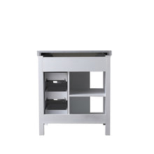 Load image into Gallery viewer, Lexora Marsyas LM342230SAAS000 30&quot; Single Bathroom Vanity in White with Grey Quartz, White Rectangle Sink, Back View
