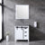 Lexora Marsyas LM342230SAAS000 30" Single Bathroom Vanity in White with Grey Quartz, White Rectangle Sink, Rendered with Mirror