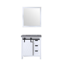 Load image into Gallery viewer, Lexora Marsyas LM342230SAAS000 30&quot; Single Bathroom Vanity in White with Grey Quartz, White Rectangle Sink, with Mirror