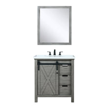 Load image into Gallery viewer, Lexora Marsyas LM342230SHCS000 30&quot; Single Bathroom Vanity in Ash Grey with White Quartz, White Rectangle Sink, with Mirror and Faucet