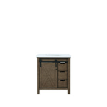 Load image into Gallery viewer, Lexora Marsyas LM342230SKCS000 30&quot; Single Bathroom Vanity in Rustic Brown with White Quartz, White Rectangle Sink, Front View