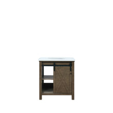 Load image into Gallery viewer, Lexora Marsyas LM342230SKCS000 30&quot; Single Bathroom Vanity in Rustic Brown with White Quartz, White Rectangle Sink, Open Door