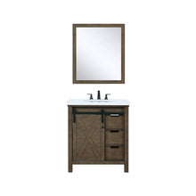Load image into Gallery viewer, Lexora Marsyas LM342230SKCS000 30&quot; Single Bathroom Vanity in Rustic Brown with White Quartz, White Rectangle Sink, with Mirror and Faucet
