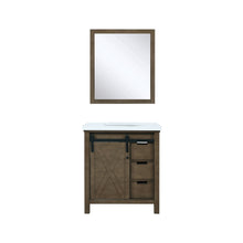 Load image into Gallery viewer, Lexora Marsyas LM342230SKCS000 30&quot; Single Bathroom Vanity in Rustic Brown with White Quartz, White Rectangle Sink, with Mirror