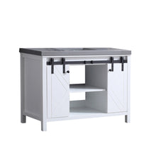 Load image into Gallery viewer, Lexora Marsyas LM342248SAAS000 48&quot; Single Bathroom Vanity in White with Grey Quartz, White Rectangle Sink, Open Doors