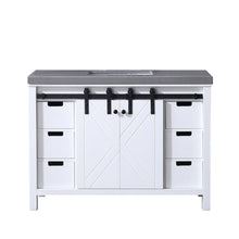 Load image into Gallery viewer, Lexora Marsyas LM342248SAAS000 48&quot; Single Bathroom Vanity in White with Grey Quartz, White Rectangle Sink, Front View