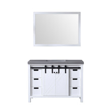 Load image into Gallery viewer, Lexora Marsyas LM342248SAAS000 48&quot; Single Bathroom Vanity in White with Grey Quartz, White Rectangle Sink, with Mirror