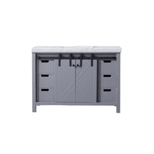 Load image into Gallery viewer, Lexora Marsyas LM342248SBBS000 48&quot; Single Bathroom Vanity in Dark Grey with White Carrara Marble, White Rectangle Sink, Front View