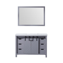 Load image into Gallery viewer, Lexora Marsyas LM342248SBBS000 48&quot; Single Bathroom Vanity in Dark Grey with White Carrara Marble, White Rectangle Sink, with Mirror