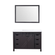 Load image into Gallery viewer, Lexora Marsyas LM342248SCCS000 48&quot; Single Bathroom Vanity in Brown with White Quartz, White Rectangle Sink, With Mirror