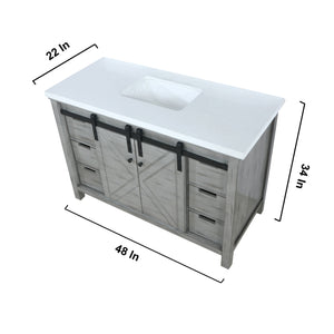 Lexora Marsyas LM342248SHCS000 48" Single Bathroom Vanity in Ash Grey with White Quartz, White Rectangle Sink, Vanity Dimensions