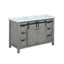 Load image into Gallery viewer, Lexora Marsyas LM342248SHCS000 48&quot; Single Bathroom Vanity in Ash Grey with White Quartz, White Rectangle Sink, Angled View