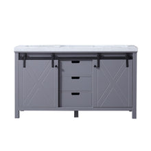 Load image into Gallery viewer, Lexora Marsyas LM342260DBBS000 60&quot; Single Bathroom Vanity in Dark Grey with White Carrara Marble, White Rectangle Sink, Front View