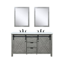 Load image into Gallery viewer, Lexora Marsyas LM342260DHCS000 60&quot; Single Bathroom Vanity in Ash Grey with White Quartz, White Rectangle Sink, with mirrors and Faucets