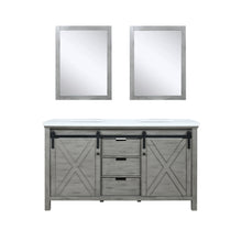 Load image into Gallery viewer, Lexora Marsyas LM342260DHCS000 60&quot; Single Bathroom Vanity in Ash Grey with White Quartz, White Rectangle Sink, with mirrors